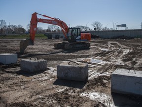 MONTREAL, QUE.: APRIL 23, 2016 -- A view of an empty lot near the corner of Sources boulevard and Highway 20 in Pointe-Claire in Montreal on Saturday, April 23, 2016. The city of Pointe-Claire will announce development plants for the site which used to be the location of a shopping centre. (Dario Ayala / Montreal Gazette) ORG XMIT: 56016