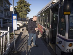 Ohannes Hamalian boards the bus on his way to work in Laval on Thursday.