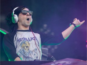 American electronic music artist Skrillex seen here performing on the first day of the 2014 Osheaga Music Festival will be one of this year's headliners at ÎleSoniq.