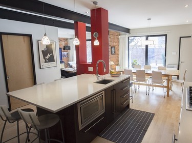 The kitchen area, with the dining room seen in the background. (Pierre Obendrauf / MONTREAL GAZETTE)