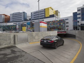 The parking entrance ramp to the MUHC superhospital Wednesday, March 23, 2016.