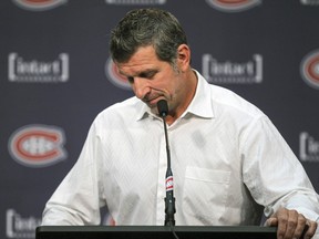Canadiens general manager Marc Bergevin speaks to the media at the team's training facility in Brossard on Oct. 5, 2015, about Zack Kassian's injuries after being involved in a traffic incident.