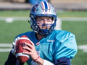 The 6-foot-4, 218-pound quarterback Tanner Marsh, practising at Parc Hébert in Montreal on Oct. 10, 2015, spent three seasons with the Alouettes
