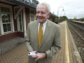 Clifford Lincoln looking west at the Valois commuter train station on Thursday September 29, 2011. Lincoln was at the train station to talk about a proposal for a west island commuter train.