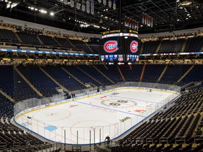 General view of an empty Videotron Centre prior to the NHL pre-season game between the Montreal Canadiens and the Pittsburgh Penguins on September 28, 2015 in Quebec City, Quebec, Canada. The Montreal Canadiens defeated the Pittsburgh Penguins 4-1.