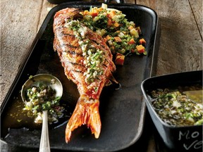 Plenty of garlic livens up this grilled snapper dish from Helena Loureiro's latest Portuguese cookbook.