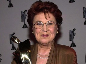 Rita Lafontaine shows off her MetroStar statuette at the Montreal gala on Sunday, March 26, 2000.
