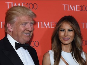 Republican Presidential Candidate Donald Trump and his wife Melania arrive for the Time 100 Gala celebrating the, Time 100 issue of the Most Influential People, at The World at Jazz at Lincoln Center on April 26, 2016 in New York.