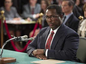 Wendell Pierce as Clarence Thomas in the HBO docudrama Confirmation. Courtesy Bell Media