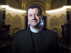 Bruce Myers poses at the Cathedral of the Holy Trinity in Quebec city May 4, 2016. A former CJAD reporter, Myers will be ordained to the Order of Bishops Thursday in Quebec City. He is on his way to becoming 13th Bishop of Quebec.
