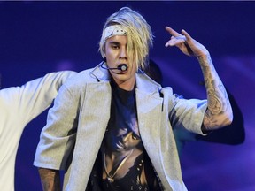 Justin Bieber performs at the Bell Centre in Montreal on Monday, May 16, 2016.