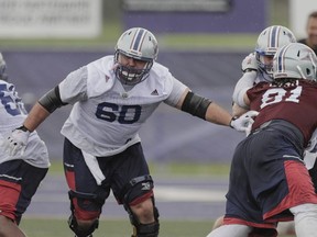 "I wasn't feeling like I was playing to the level I was accustomed to," Alouettes centre Dominic Picard, at training camp on May 29, said of his retirement from the CFL.