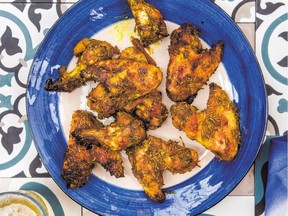 Middle Eastern seasonings combine to turn simple chicken wings into delicacies.