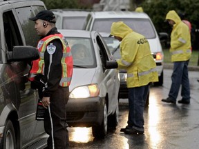 Montreal police Surete de Quebec roadblock check