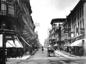 Notre-Dame St., looking east, circa 1886: Montreal has had criminal gangs at least since the early 19th century, and probably before.