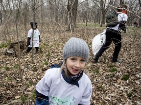Les Amis de la Montagne volunteers wander the woods of Mount Royal to collect litter and recyclables on Sunday May 1, 2016. This year's event will be taking place on May 6, 2018.