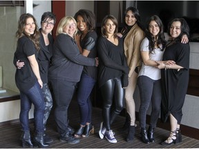 From left: Roseline Filion with her mother Helene, Sylvie Danis with daughter Jennifer Abel, Pamela Ware and mother Sandra Kovac and Meaghan Benfeito and mother Margie Correia during promotional event for Mother's Day video Thank You Mom, in Montreal Wednesday April 27, 2016.