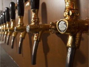 A big draw: The beer taps at Brasserie Harricana.