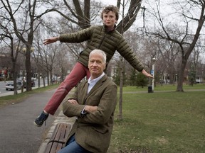 Henry, 10, was happy to accompany his father,  novelist Peter Behrens, in Notre-Dame-de-Grace Park during a recent visit to the city. “Montreal has some illusions about itself," Behrens says. He's currently working on a new novel, his first to be set largely in Montreal.