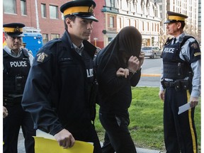 The Combined Forces Special Enforcement Unit (CFSEU) arrested 13 people in the greater Montreal area, on Wednesday, May 11, 2016 including Marco Pizzi, seen here at RCMP Headquarters in Westmount. Two others were later arrested.