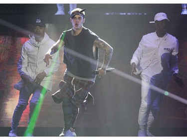 Canadian pop icon Justin Bieber performs at the Montreal Bell Centre on May 16, 2016.