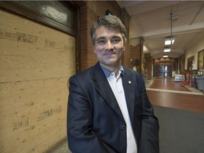 Barth Gillain at John Abbott College in Ste-Anne-de-Bellevue. The CEGEP is setting up a Hall of Distinction, which will be on the wall at the main entrance of the Herzberg Building. (Peter McCabe / MONTREAL GAZETTE)
