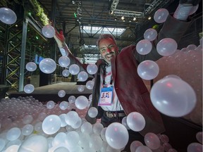 Richard St. Pierre, the CEO of C2MTL, is seen in the relaxing ball pool available to participants during the  business and creativity conference on Monday, May 23, 2016.