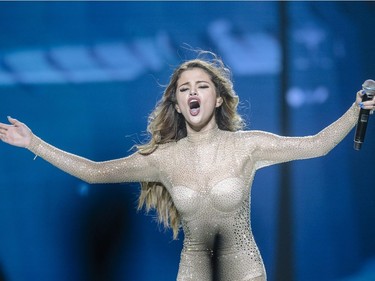 American actress and singer Selena Gomez performs for her Revival World Tour at the Bell Centre in Montreal on Thursday, May 26, 2016.