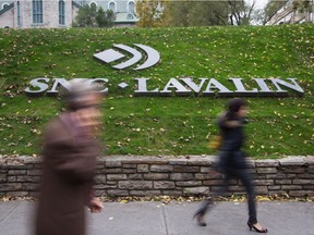 The sign and logo for the Montreal based engineering and construction firm SNC-Lavalin.