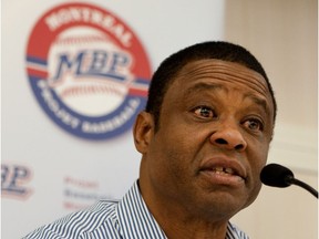 Warren Cromartie, heads the Montreal Baseball Project which is looking to bring a major-league team back to Montreal. Cromartie is pictured in Montreal on Tuesday, September 24, 2013 as he speaks to the media.