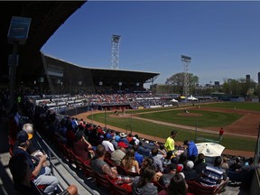 The Quebec Capitales play against the Trois-Rivieres Aigles at the Stade Municipal in Quebec City on Sunday May 22, 2016.