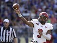 In this Sept. 6, 2014, file photo, Eastern Washington quarterback Vernon Adams throws a pass against Washington Huskies in the second half of an NCAA college football game  in Seattle.