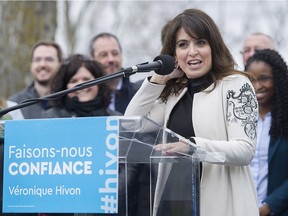 Parti Quebecois MNA Veronique Hivon speaks to supporters in Joliette, Monday, May 9, 2016, where she announced her intention to run for the leadership of the party.