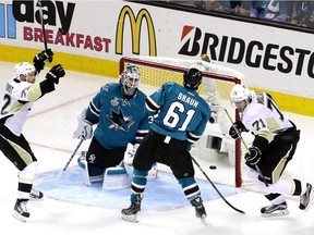 Evgeni Malkin (#71) of the Pittsburgh Penguins celebrates after scoring against the San Jose Sharks in the second period of Game Four of the 2016 NHL Stanley Cup Final at SAP Center on June 6, 2016 in San Jose, California.