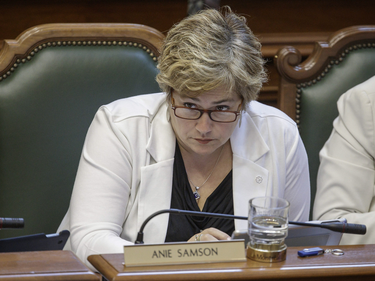 13h54 - Montreal city councillor Anie Samson during a council meeting at city hall in Montreal on Monday, June 20, 2016.