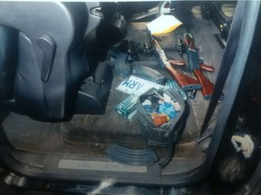 The back seat area of Richard Henry Bain's vehicle the morning after the 2012 election night shooting at Metropolis.