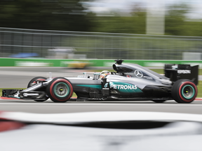 Mercedes Formula One driver Lewis Hamilton exits Turn 3 during the first practice session for the Formula One Canadian Grand Prix at the Circuit Gilles-Villeneuve in Montreal on Friday, June 10, 2016.