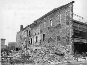 The wall of the Petit Séminaire on St. Paul St. W. was demolished in 1975.