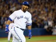 Edwin Encarnacion of the Toronto Blue Jays celebrates game winning home run against the Baltimore Orioles during MLB action at the Rogers Centre in Toronto, Ont. on Friday June 10, 2016.