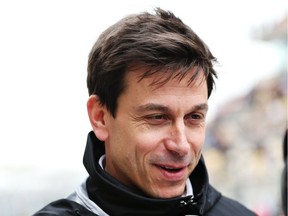 Mercedes GP Executive Director Toto Wolff talks to the media during qualifying for the Formula One Grand Prix of China at Shanghai International Circuit on April 16, 2016 in Shanghai, China.