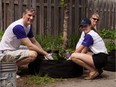 At L'Ancre des Jeunes in Verdun, from left: TELUS executive François Gratton, his daughter Stephanie, and TELUS staffers Nathalie Mathieu.