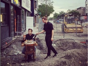 Le Hachoir pressed a busboy into service for a cheeky photo of its "new terrasse" last week.