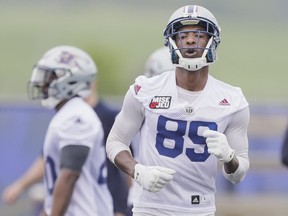 May 29: Wide receiver Duron Carter at the Montreal Alouettes training camp at Bishop's University in Lennoxville.