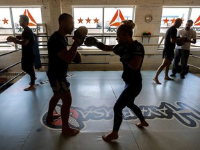 Iceland's Sunna Davidsdottir training with Sandro Ferr at Tristar Gym in Montreal June 1, 2016.