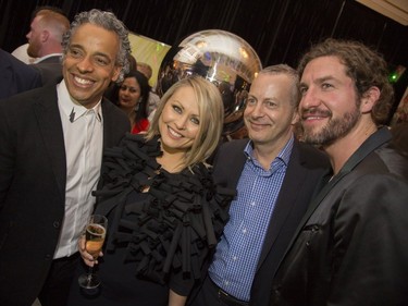 Iohann Martin, Mitsou, Bruce Hills, Jonas at a Grand Prix party at the Ritz Carlton in Montreal, Friday, June 10, 2016.