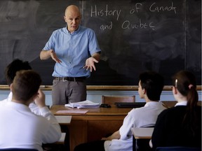 History teacher Robert Green answers pre-exam review questions with his students at Westmount High School in Montreal on Tuesday June 14, 2016.