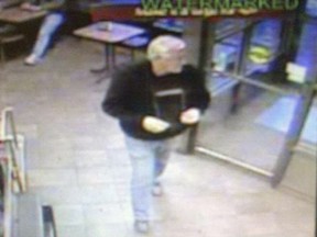 Jack Simpson, caught on surveillance video at a Tim Horton's restaurant in Ottawa hours after the murder of Salvatore Montagna north of Montreal November 24, 2011.