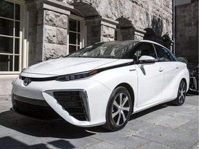 Toyota's Mirai hydrogen fuel-cell vehicle in Montreal, on Thursday, June 16, 2016.