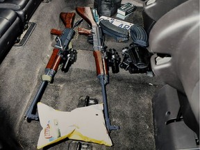 This image of weapons was introduced as evidence in the Richard Henry Bain trial in Montreal June 20, 2016.