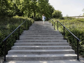 Peel Street entrance to Mount Royal Park: a project to mark the city's 375th anniversary will create walkway from the St. Lawrence River to the mountain.